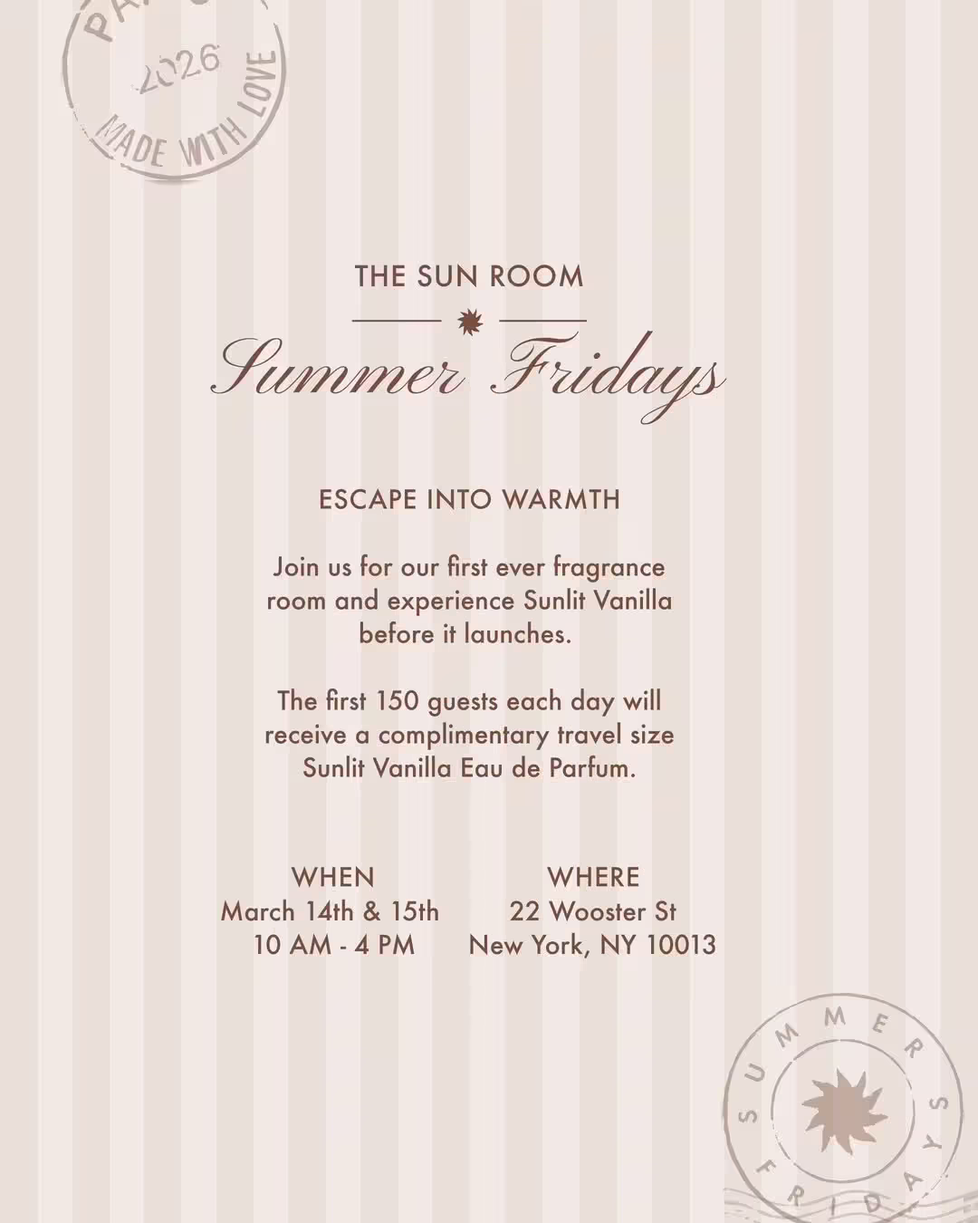 Summer Fridays — The Sun Room pop up
